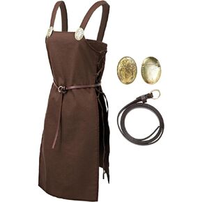 PROCOS Pirate Strappy Apron for Women Medieval Vintage Linen Lace Up Overdress Ren Faire Costume