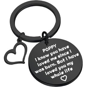 BLEOUK Poppy Keychain Grandpa Gift Father’s Day Gift Birthday Gift for Poppy Grandpa