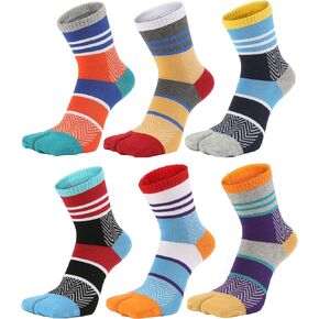Men's Tabi Socks Flip Flop Split Toe Crew Geta Cotton Pack of 6