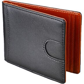 RFID Genuine Leather Wallet, Blocking Slim Bifold Minimalist Front Pocket Wallets for Men with Money Clip Thin Mens (Black & Brown)