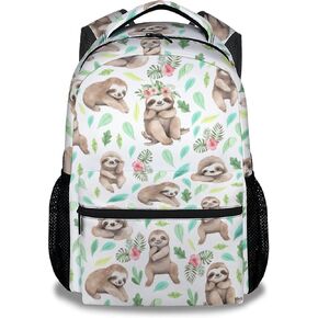 Mercuryelf Sloth Backpack for Girls Boys, 16 Inch Black Backpacks for School Travel, Cute Lightweight Bookbag for Kids