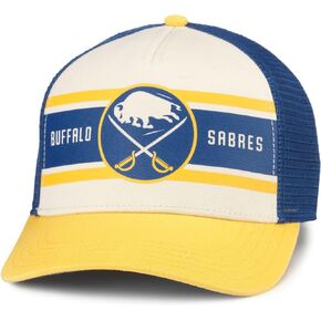 AMERICAN NEEDLE Buffalo Sabres NHL Sinclair Adjutable Snapback Baseball Hat, Royal/Ivory/Gold (21001A-BUS-RYIVGD)