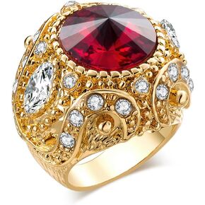 14K Yellow Gold Gemstone Ring for Women,Punk Gothic Cocktail Party Crystal Ring Jewelry Gift for Her