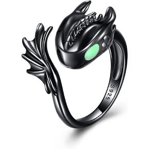 Dragon Ring 925 Sterling Silver for Women Black White Dragon Jewelry Gifts (7)