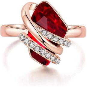 Leafael Wish Stone Women's Adjustable Open Ring Crystal Birthstone Jewelry Gifts for Women, Rose Gold Plated or Silver Tone, Size 6.5-8