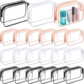 Cunno 60 Pcs Clear Toiletry Bag TSA Approved Cosmetic Bag Bulk Makeup Bag Travel Carry Airport Airline Compliant Bag for Women Men Vacation(Bright Color)