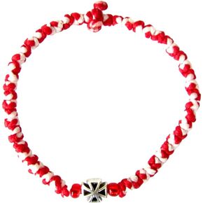 Handmade Christian Orthodox Komboskoini Chotki Prayer Rope Bracelet Red & White 3D