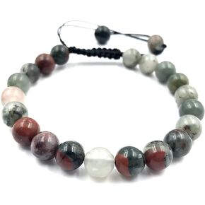 AAA RED BLOODSTONE Natural Healing Power Gemstone Crystal Beads Unisex Adjustable Macrame Bracelets 8mm