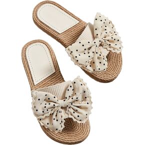Verdusa Women's Knot Bow Flat Sandals Summer Open Toe Slip On Slides Sandals