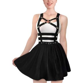 Littleforbig Overall Skirt Romper - Pleated Bondage Detachable Jumperskirt