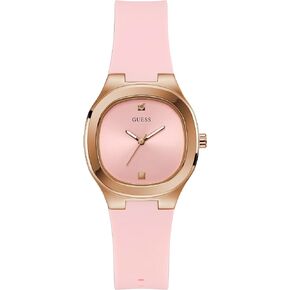 GUESS Women's 32mm Watch - Pink Strap Pink Dial Rose Gold Tone Case