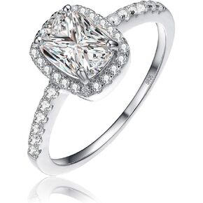 2.3 Ct Cushion Cut Wedding Rings Cubic Zirconia Engagement Rings 925 Sterling Silver Halo Engagement Rings for Women Size 5-9
