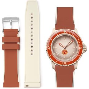 Strap for Blancpain Swatch,22mm Soft Rubber Strap for Swatch Blancpain,Replacement Band for Blancpain x Swatch Fifty Fathoms Men Women with Install & Remove Tool Kit