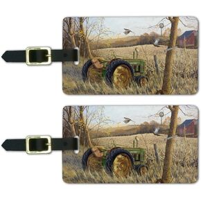 Tractor on The Farm Luggage ID Tags Suitcase Carry-On Cards - Set of 2