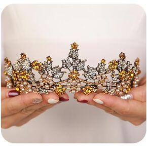 Black Crystal Tiara Queen Princess Crown Vintage Gothic Headband Tiara for Women Bridal Crown Hair Accessories for Halloween Costume Party Prom in Kuwait