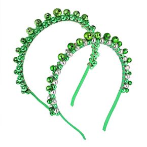 St. Patrick's Day Headband for Women Girls Green Bells Headbands Fashion Beaded Irish Holiday Hair Hoop Headwear 2Pack