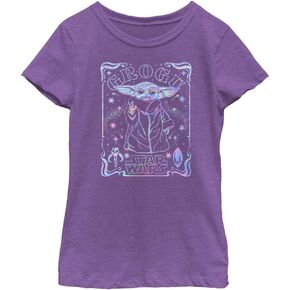 Star Wars Mandalorian Grogu Holographic Girls Short Sleeve Tee Shirt, Purple Berry, X-Large