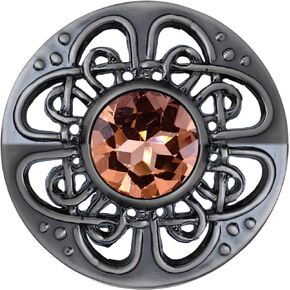 Kilt Emporium Culloden Plaid Brooch - Elegant Pewter Silver Antique Finish Celtic Kilt Pin, Various Gemstone Colors, 3-Inch Diameter