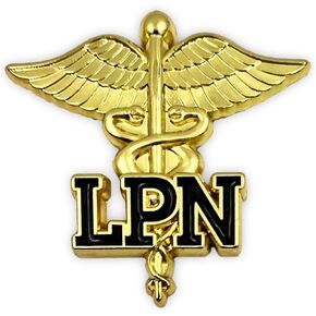 Licensed Practical Nurse Emblem Lapel Pin - Letters on Caduceus Brooch - LPN Medical Ceremonie Clip (LPN)