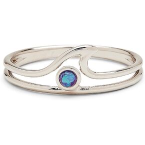 Pura Vida Rose Gold or Silver-Plated Opal Wave Ring w/White or Blue Stone - Brass Base, Stylish Design - Size 5-9