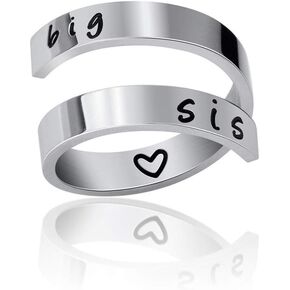 BRBAM Big/Mid/Lil Sis Engraved Stainless Steel Wrap Ring Lovely Ring Gifts between Sisters