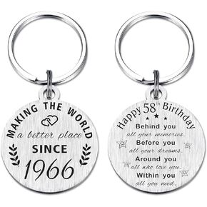 ABNTY 58th Birthday Gifts for Women Men, 58 Year Old Birthday Keychain, Born in 1966 Gifts, 1966 Birthday Decorations