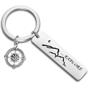 FEELMEM Compass Gifts Explore Adventure Keychain Nature Lovers Travel Inspired Wanderlust Gift Graduation Gift