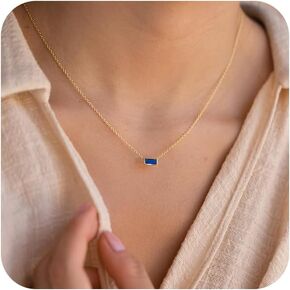 Birthstone Necklace for Women,Dainty Gold Necklace 14K Gold Plated CZ Pendant Necklace Cute Non Tarnish Gold Birthstone Necklace Simple Diamond Choker Necklaces for Women Trendy Gold Jewelry