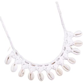 Asphire Bohemian Crochet Choker Necklace with Shell Charm Pendant Summer Beach Boho Shell Collar Necklace Prom Party Festival Accessories for Women and Girls