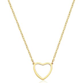 Joxevyia Gold Heart Necklace for Women Open Heart Necklace Simple Heart Choker 18K Gold Heart Outline Pendant Necklace Valentines Day Christmas Gift for Her