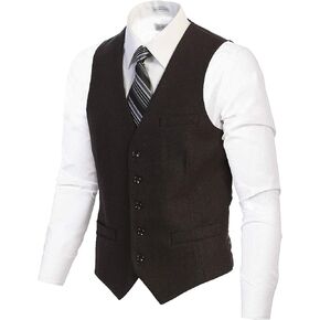 Gioberti Men's 5 Button Slim Fit Formal Herringbone Tweed Suit Vest