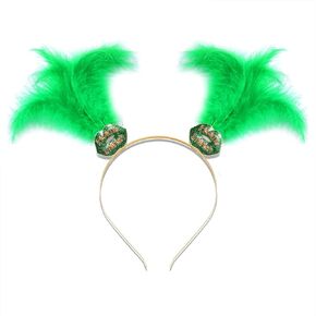 YAHPERN St.Patrick's Day Headbands for Women Glitter Shamrock Hairband Irish Feather Headwear Party Hair Accessory