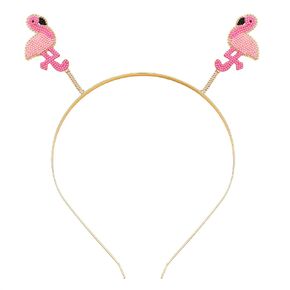 Flamingo Headbands for Women Beaded Pink Flamingo Animal Hairband Tropical Bird Headpiece Hawaii Costume Party Hair Accessory