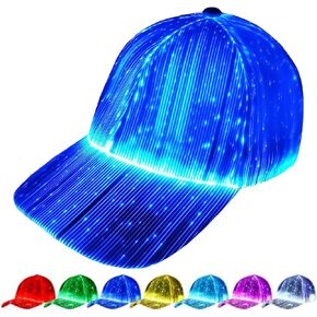 LED Hat Light Up Baseball Cap - USB Rechargeable Glow in The Dark Party Flashing Fiber Hat with 7 Colors 5 Flashing Modes