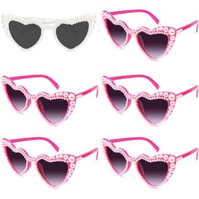 LONAI 6 Pack Heart Sunglasses for Women Heart Shaped Sunglasses, Cat Eye Retro Glasses for Wedding Bachelorette Party