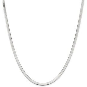Solid 925 Sterling Silver 4.5mm Magic Herringbone Flat Chain Necklace - with Secure Lobster Lock Clasp -