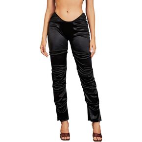 WDIRARA Women's High Waisted Ruched Vintage 90s Y2k Pants Club Music Party Rave Pants