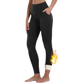 Ninejuize Fleece Lined Yoga Leggings with Pockets for Women Athletic Pants High Waist Winter Warm Thermal Tights