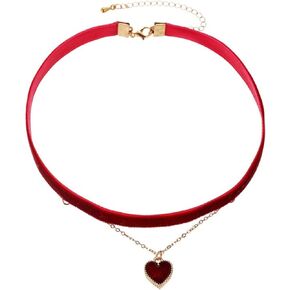 COLORFUL BLING Black Heart Love Velvet Choker Necklaces Set Vintage Adjustable Gothic Ghoker Small Heart Necklaces Chocker for Women Girls