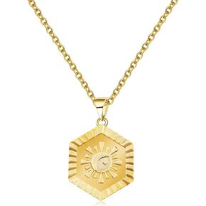 Rosedate 14K Gold Plated Necklace Star Moon Pendant Necklace Starry Sky Necklace Jewelry Gifts for Women Girls