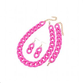 Macaron Multicolor Chunky Necklace Earring Bracelet Set Acrylic Beads Retro Costume Jewelry for Women Hip Hop Punk Choker Link Chain Collar Bohemian Exaggerated 80S Statement Strand Dress Accessories