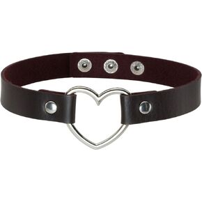 MILAKOO Vintage Love Heart PU Leather Necklace Goth Collar for Women