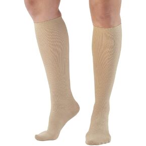 Ames Walker AW Style 167 Women's Travel 15-20 mmHg Moderate Compression Knee High Socks Tan Medium