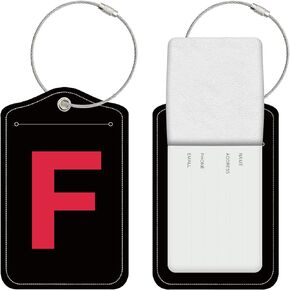 2 Pcs Privacy Cover Luggage Tags, Leather Letter Tags with Stainless Steel Ring for Women Men - D