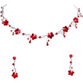 Faship Gorgeous Swarovski Crystal Floral Necklace Earrings Set