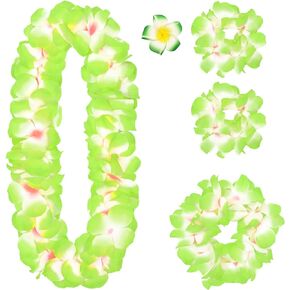Waipfaru Hawaiian Leis for Luau Party, 5 Pcs Lays Necklace Hawaiian Accessories, Luau Outfits for Women Girls, Flower Leis for Graduation Party Favors Supplies Decorations (Blue)