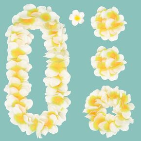 Waipfaru Hawaiian Leis for Luau Party, 5 Pcs Lays Necklace Hawaiian Accessories, Luau Outfits for Women Girls, Flower Leis for Graduation Party Favors Supplies Decorations (Blue)