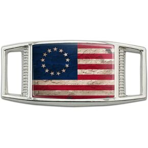 GRAPHICS & MORE Rustic Betsy Ross 1776 Distressed American Flag Rectangular Shoe Shoelace Shoe Lace Tag Runner Gym Charm Decoration