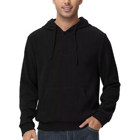 Tyhengta Men's Henley Knitted Hoodies Casual Pullover Hooded Sweatshirts