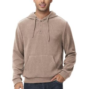 Tyhengta Men's Henley Knitted Hoodies Casual Pullover Hooded Sweatshirts in Kuwait